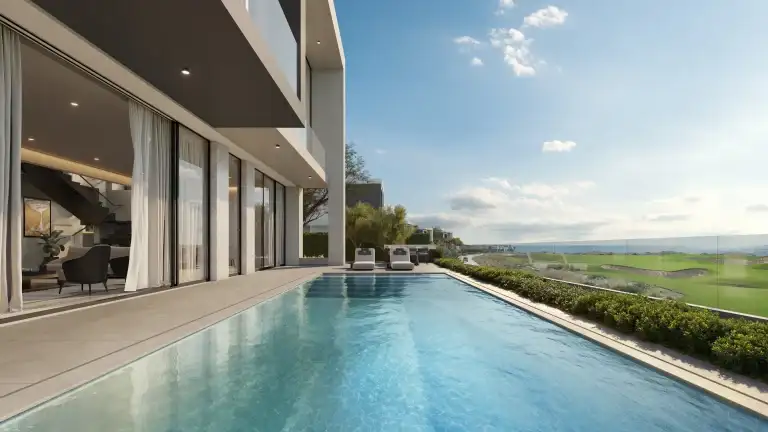 Terrace with golf course view at Trump Golf Villas, Aida, Muscat