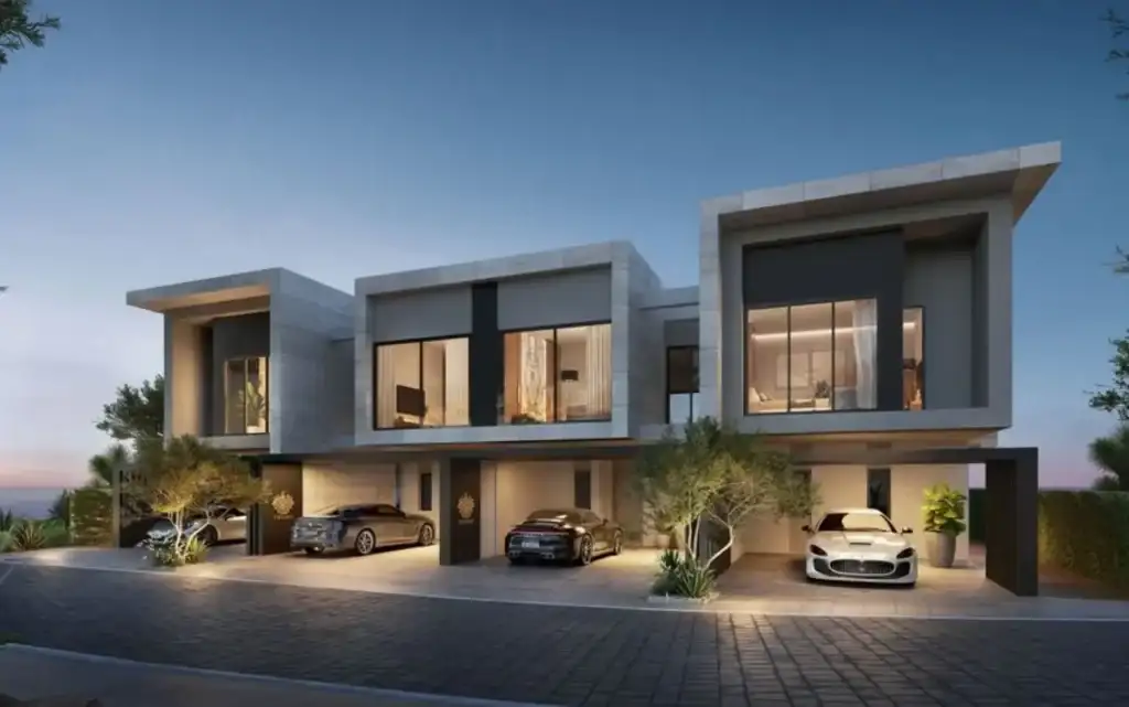 Modern luxury home with cars