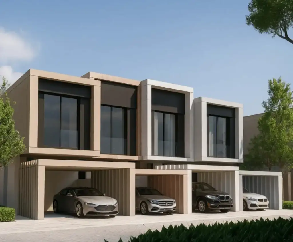 Modern houses with stylish carports.