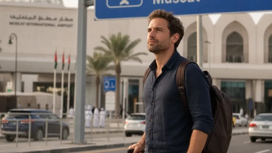 Expat Arriving With Luggage In A Modern Muscat Residential Neighbourhood