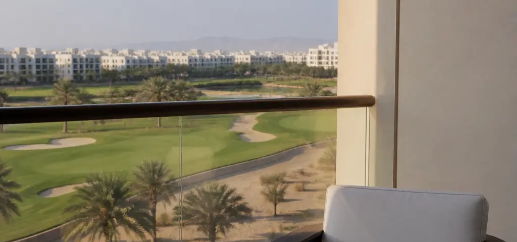 Golf View Apartment Balcony Overlooking A Green Course In Muscat