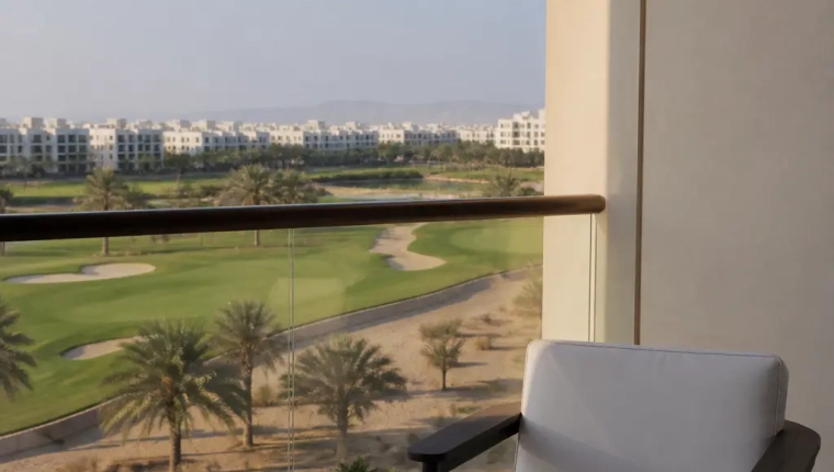 Golf View Apartment Balcony Overlooking A Green Course In Muscat
