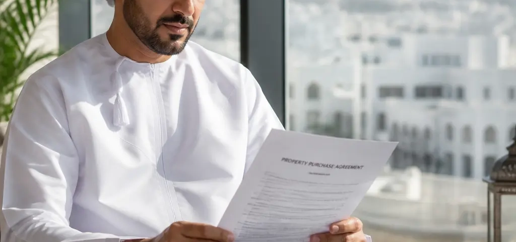 Foreign Buyer Reviewing A Property Purchase Agreement In Oman