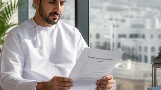 Foreign Buyer Reviewing A Property Purchase Agreement In Oman