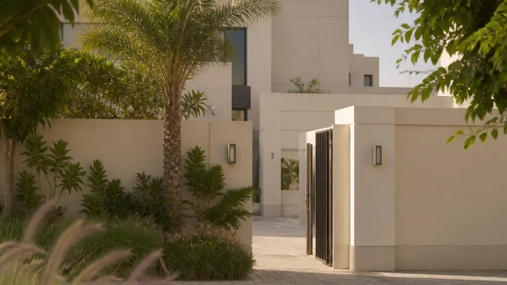 Expat Family Viewing A Modern Gated Residential Community In Muscat