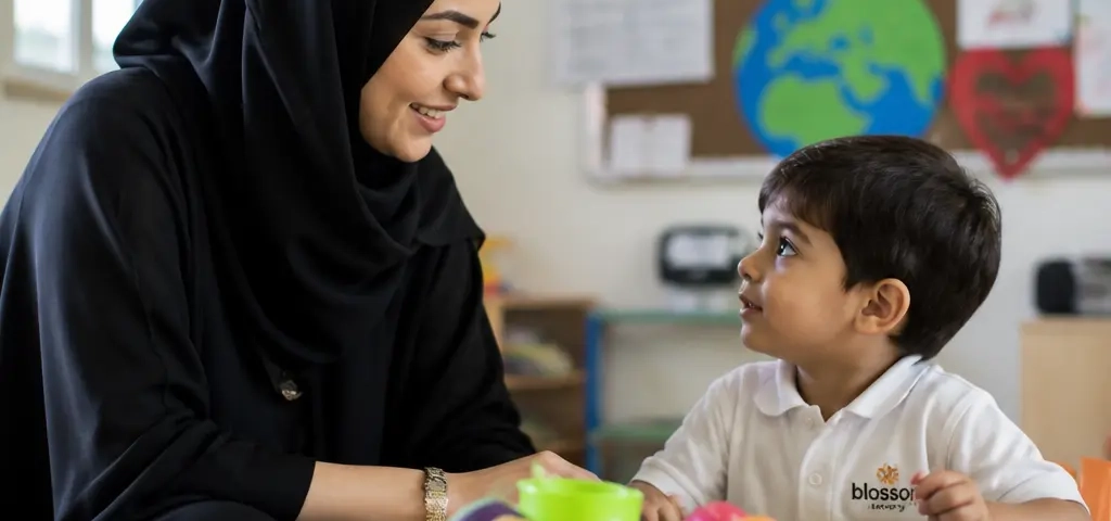 Expat Parent And Young Child Arriving At A Preschool In Muscat