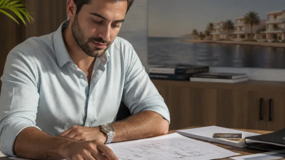Buyer Reviewing A Residential Master Plan Near The Yiti Coast In Muscat