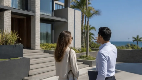 Buyer Viewing A Modern Villa Overlooking The Yiti Coastline In Oman