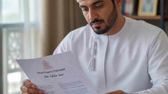 Foreign Buyer Reviewing Oman Property Title Deed Documents