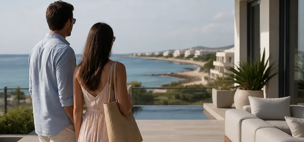 Family Viewing A Coastal Villa In Yiti, Muscat
