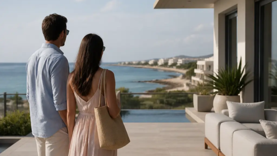 Family Viewing A Coastal Villa In Yiti, Muscat