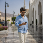 Expat Using Muscat Municipal Services Online On A Smartphone