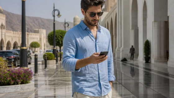 Expat Using Muscat Municipal Services Online On A Smartphone