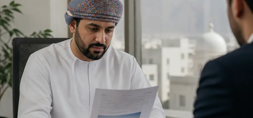Foreign Buyer Reviewing Property Completion Documents In Muscat