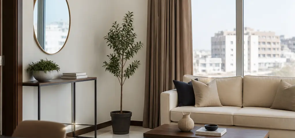 Seller Preparing A Modern Muscat Apartment For Viewings Before A Resale