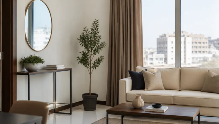 Seller Preparing A Modern Muscat Apartment For Viewings Before A Resale