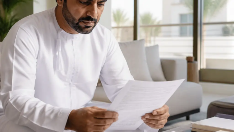 Foreign Buyer Reviewing Property Ownership Documents In A Modern Muscat Residence